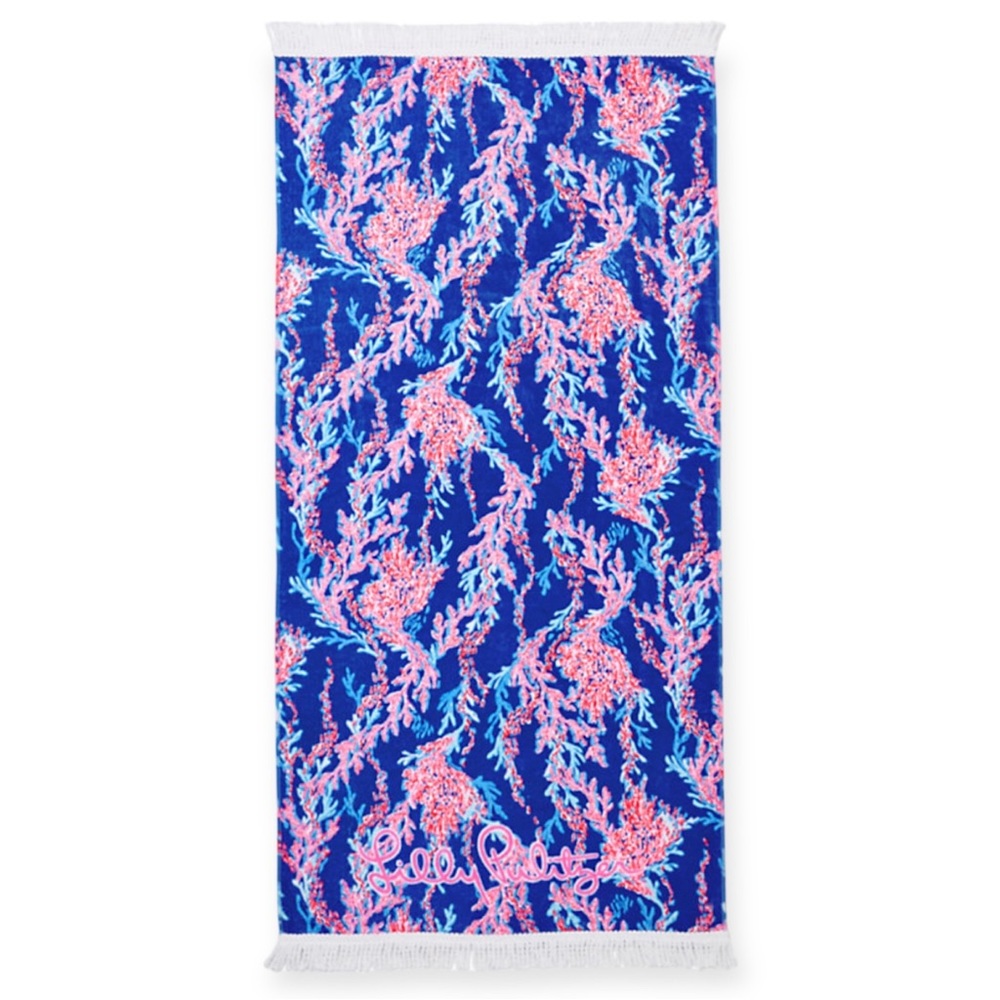 LILLY PULITZER Oversized Beach Towel Borealis Blue Swim On Over Gwp Towel NWT - Picture 5 of 5